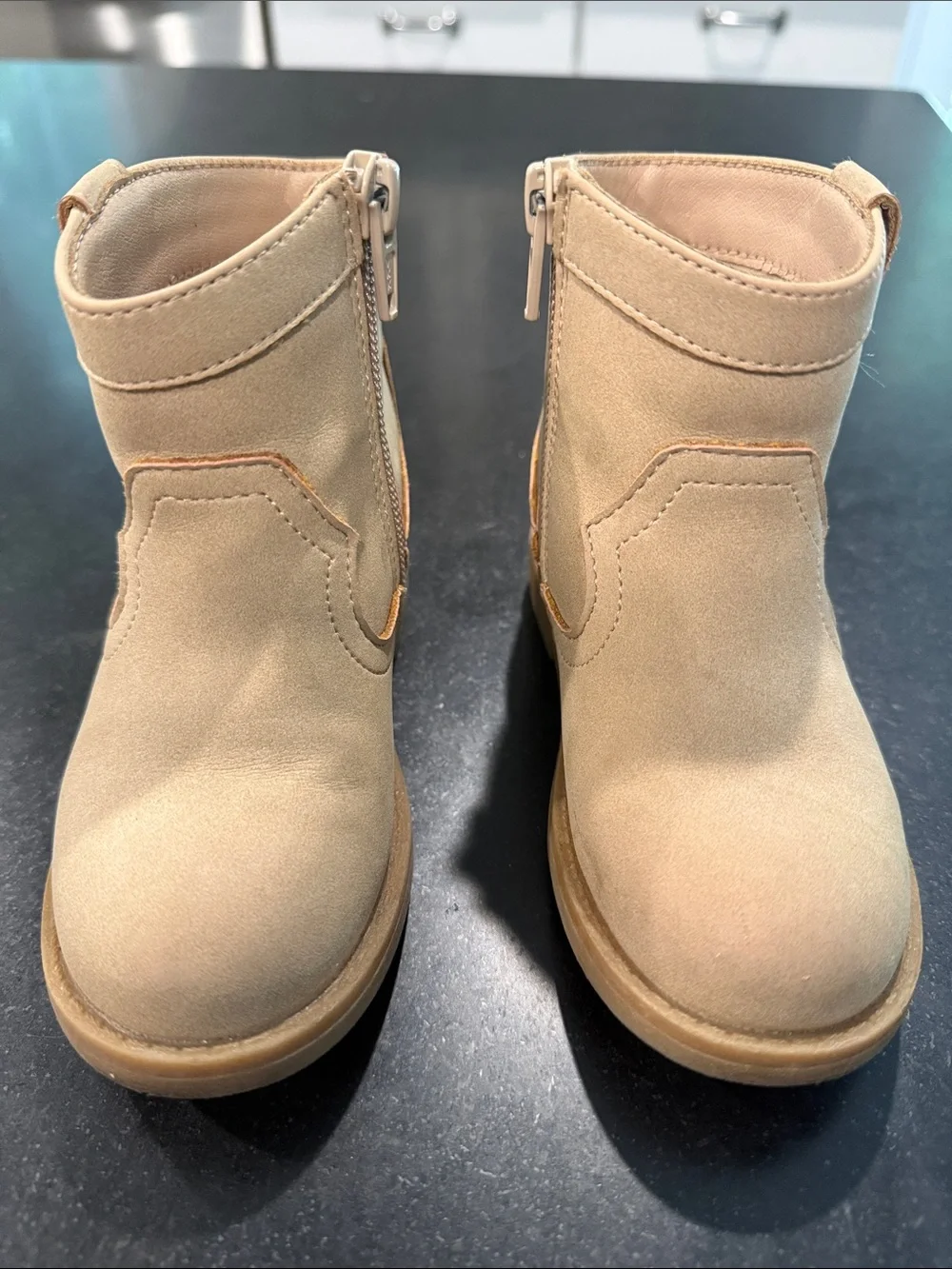 GAP Kids Tan Suede-Look Zip Booties